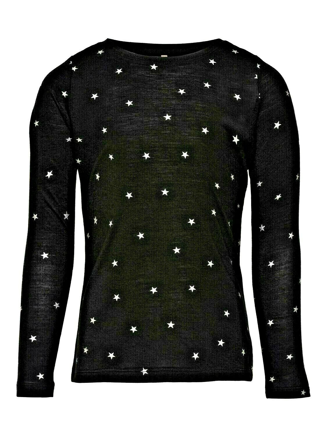 Only Mädchen Langarmshirt festliches Shirt Schwarz Silber KONISABELLA