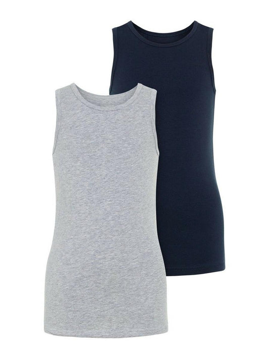 Jungen Unterhemden Doppelpack 2er Pack Blau Grau Sparpack