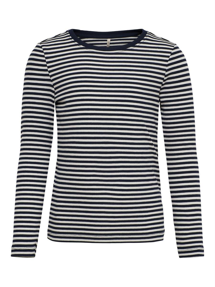 ONLY Mädchen Langarmshirt Streifen Ripp Blau Rose Hellblau