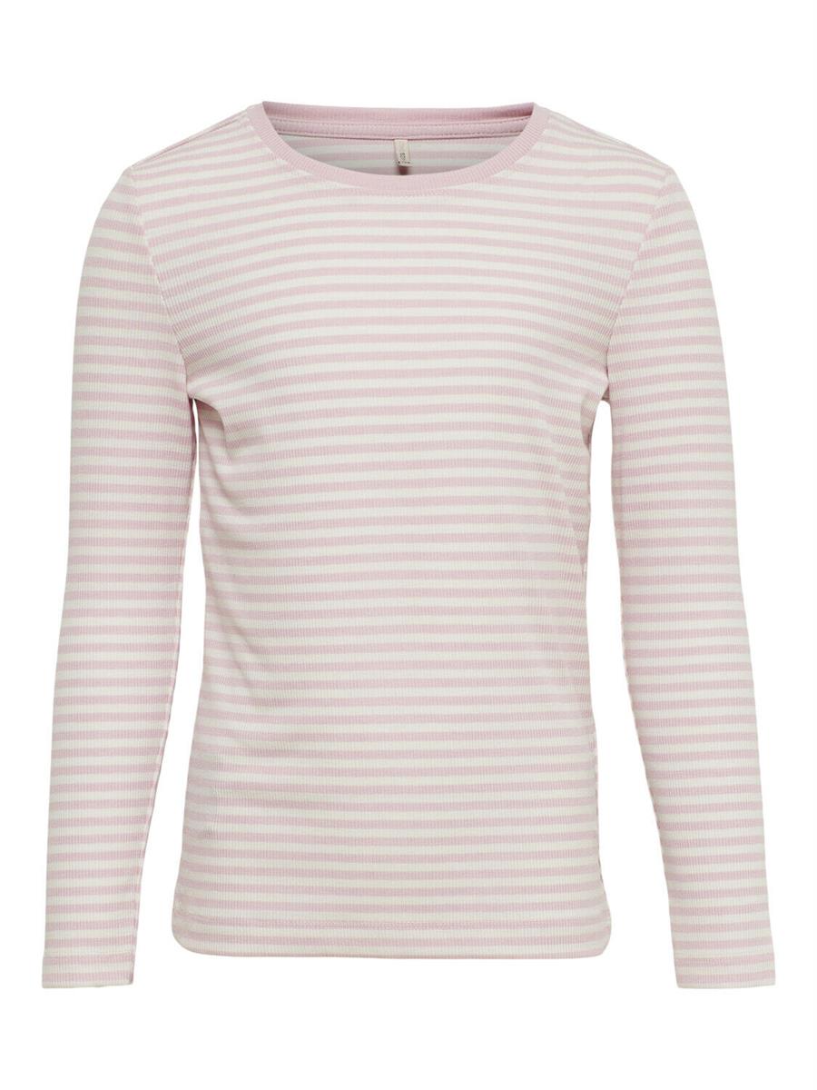 ONLY Mädchen Langarmshirt Streifen Ripp Blau Rose Hellblau
