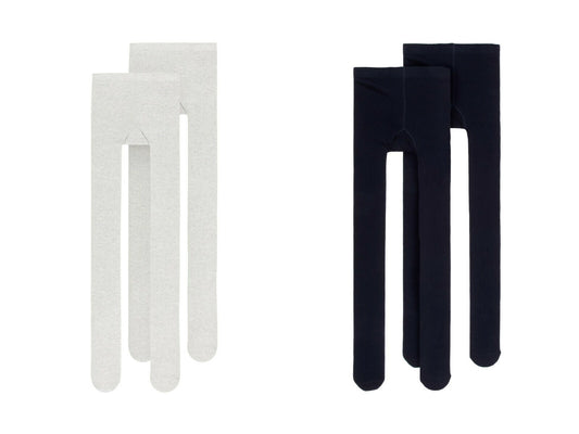 Mädchen Strumpfhose Doppelpack Grau Dunkelblau Feinstrick