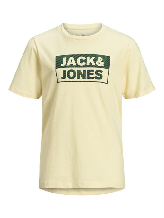 Jack & Jones Junior Jungen T-Shirt Kurzarm Geschenkidee Gelb Weiß Boy