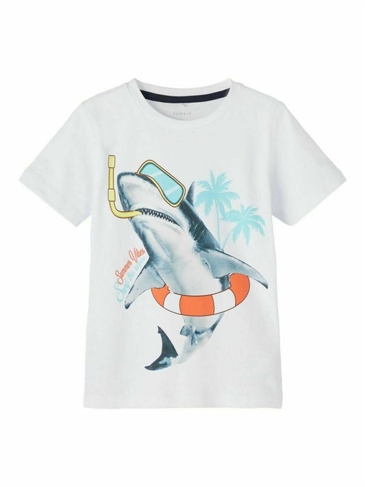 Jungen T-Shirt Haifisch Schildkröte Organic Cotton Blau Weiß Geschenk