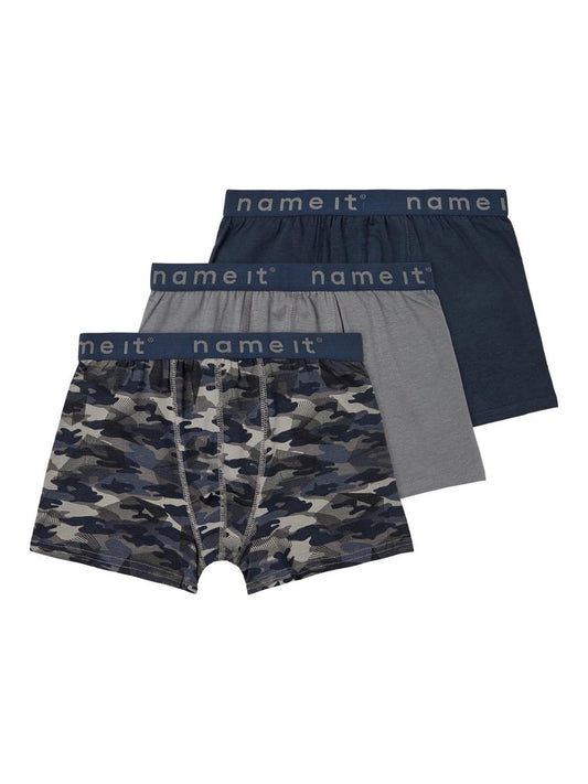 Jungen Boxershort 3er Pack Sparpack Urlaubspack Blau Grau Camoflage