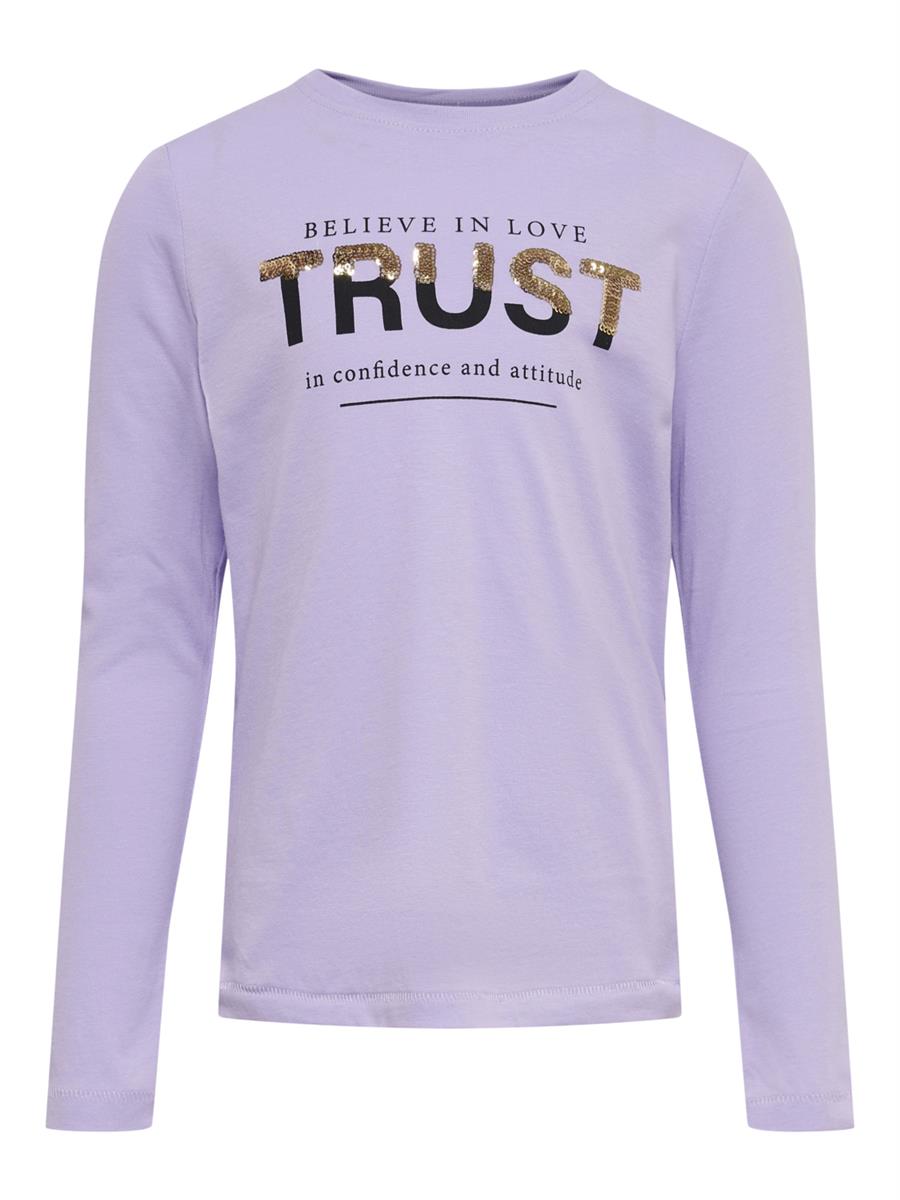 Only Mädchen Langarmshirt Pailletten Geschenkidee Weiß Lila festlich