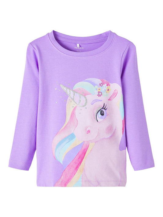 Name it Mädchen Langarmshirt Einhorn Glitzer Geschenk NMFBONNIE