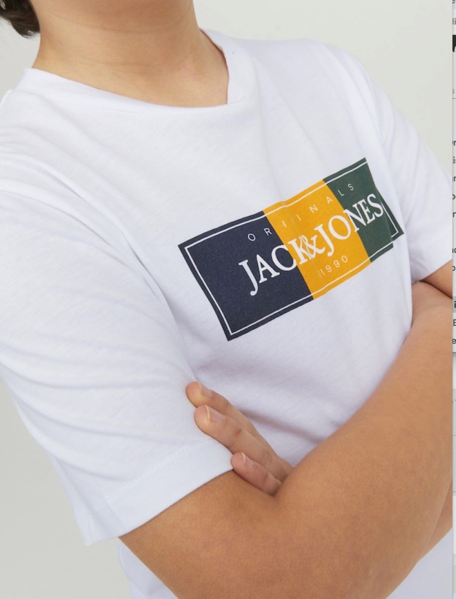 Jack & Jones Junior Jungen T-Shirt Kurzarm Weiß Gelb Blau Rot