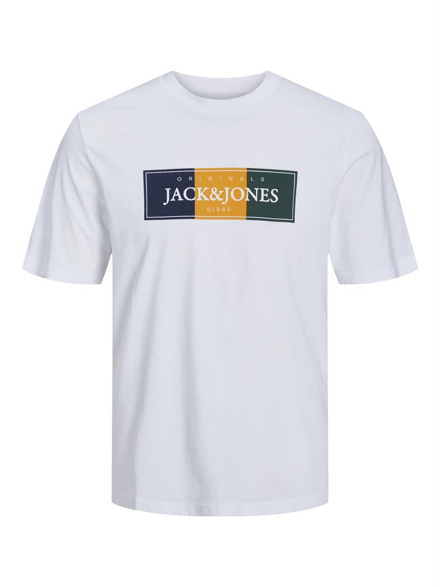 Jack & Jones Junior Jungen T-Shirt Kurzarm Weiß Gelb Blau Rot