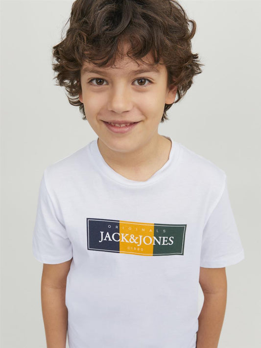 Jack & Jones Jungen T-Shirt Kurzarm Weiß Gelb Blau Rot JJECORP