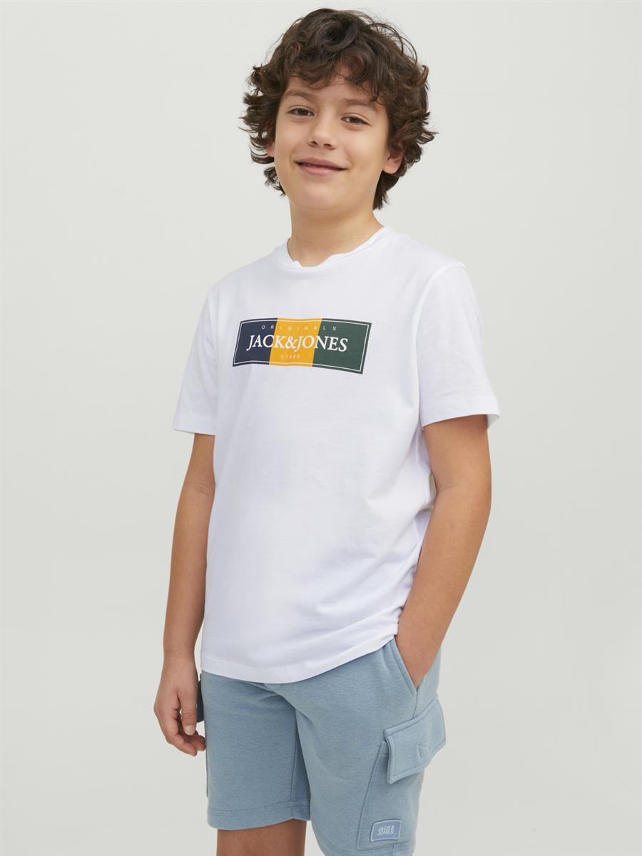 Jack & Jones Junior Jungen T-Shirt Kurzarm Weiß Gelb Blau Rot