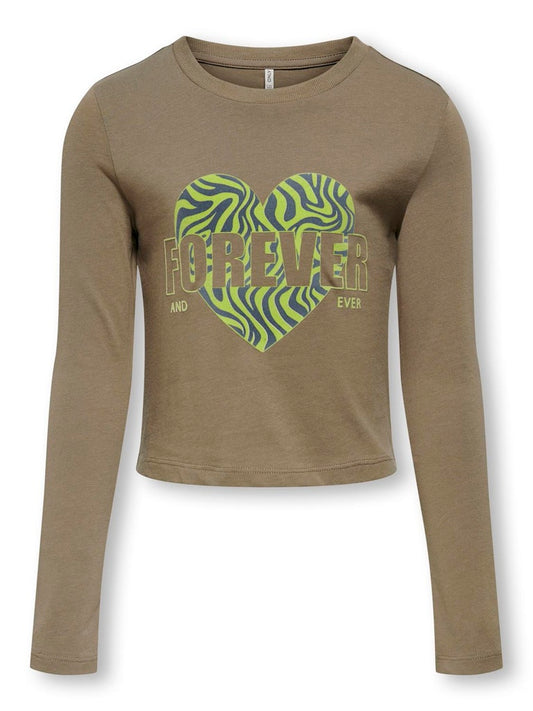 Only Mädchen Langarmshirt Braun Love KOGHALEY L/S CITY TOP