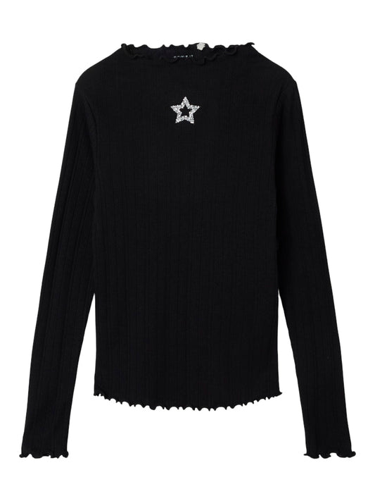 Name it Mädchen Rippshirt Glitzer NKFRUMALA