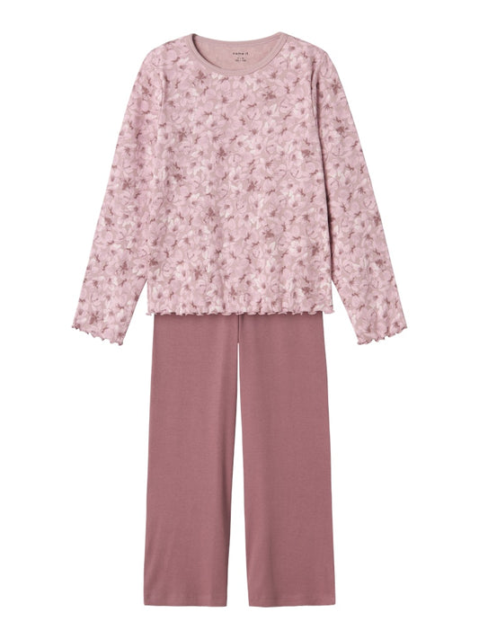 Name it Mädchen Schlafanzug Pyjama Stretch MAUVE FLOWER NKFNIGHTSET