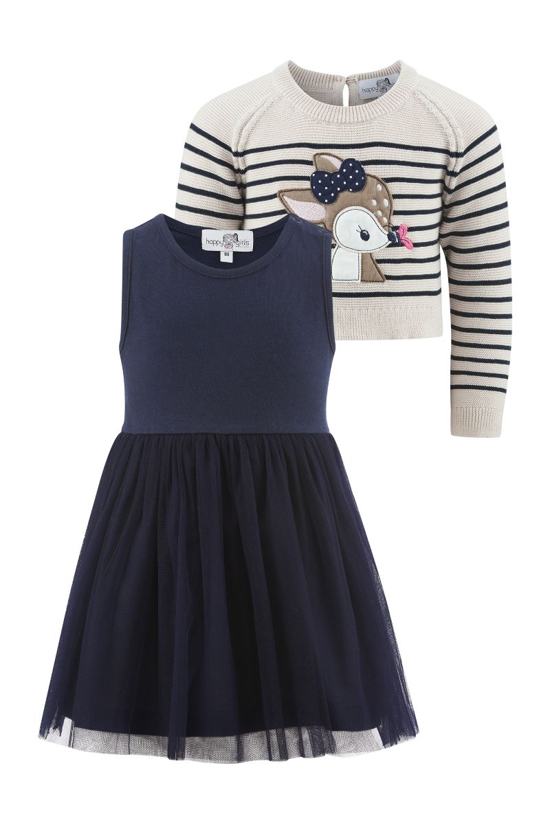 Happy Girls Mädchen Kleid langarm zweiteilig Strickpulli