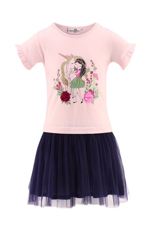 Happy Girls Mädchen Jersey Kleid Sommerkleid Einhorn Geschenkidee