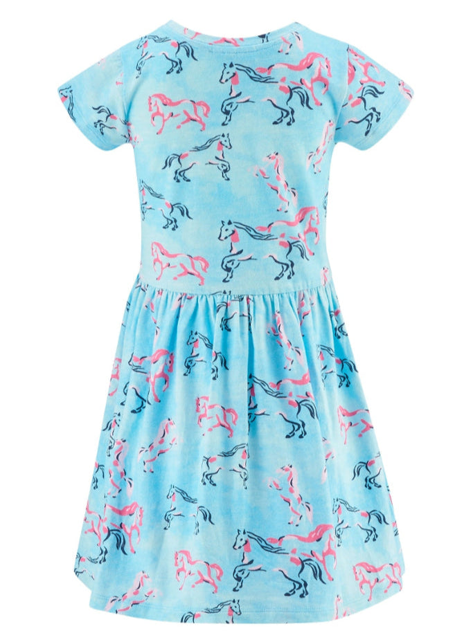 Happy Girls Mädchen Jerseykleid kurzarm Pferde türkis