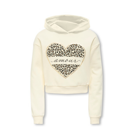 Only Mädchen Hoodie Sweatshirt kurz Amore Leo KOGCOOPER LIFE HEART