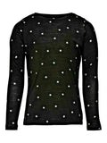 Only Mädchen Langarmshirt festliches Shirt Schwarz Silber KONISABELLA