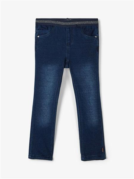 Mädchen Jeans Leggings Sweatdenim Dunkelblau weich Glitzer slim