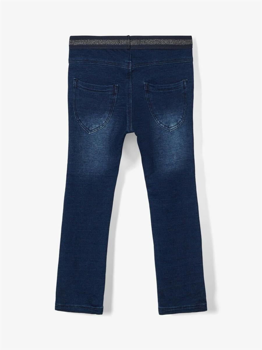 Mädchen Jeans Leggings Sweatdenim Dunkelblau weich Glitzer slim