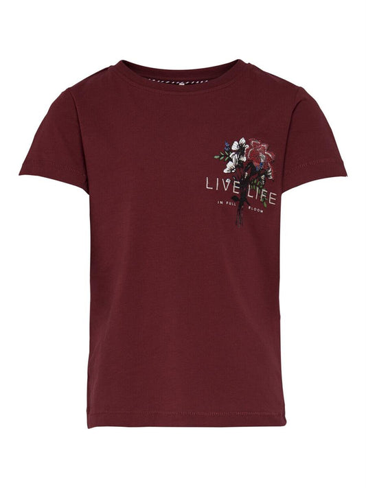 Only Mädchen T-Shirt Dunkelrot Stickerei edel Konkita Life Teenager 15212808