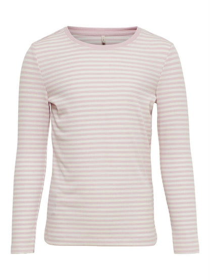 ONLY Mädchen Langarmshirt Streifen Ripp Blau Rose Hellblau