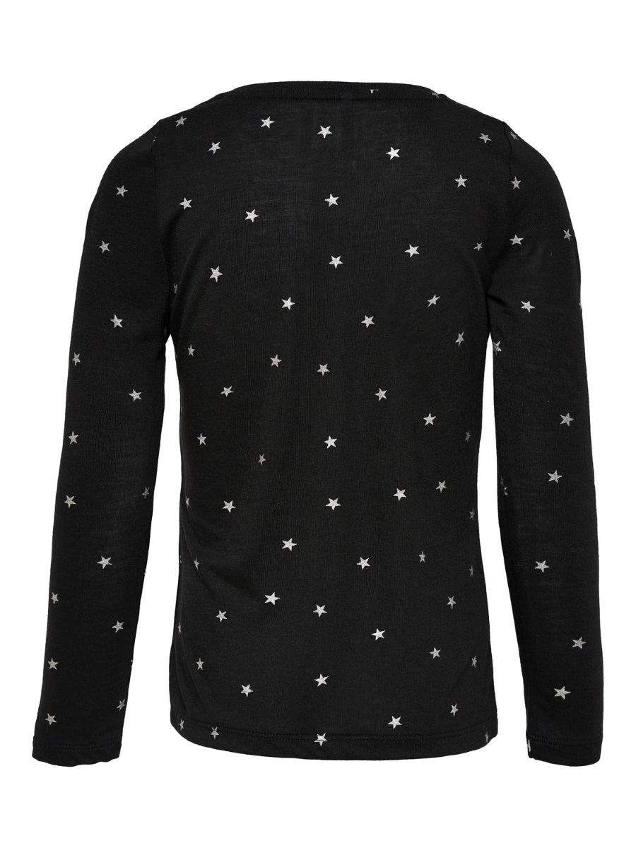 Only Mädchen Langarmshirt festliches Shirt Schwarz Silber KONISABELLA