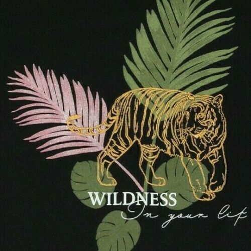 Mädchen T-Shirt kurzärmlig Tiger Wildnis Geschenkidee Oliv Schwarz top
