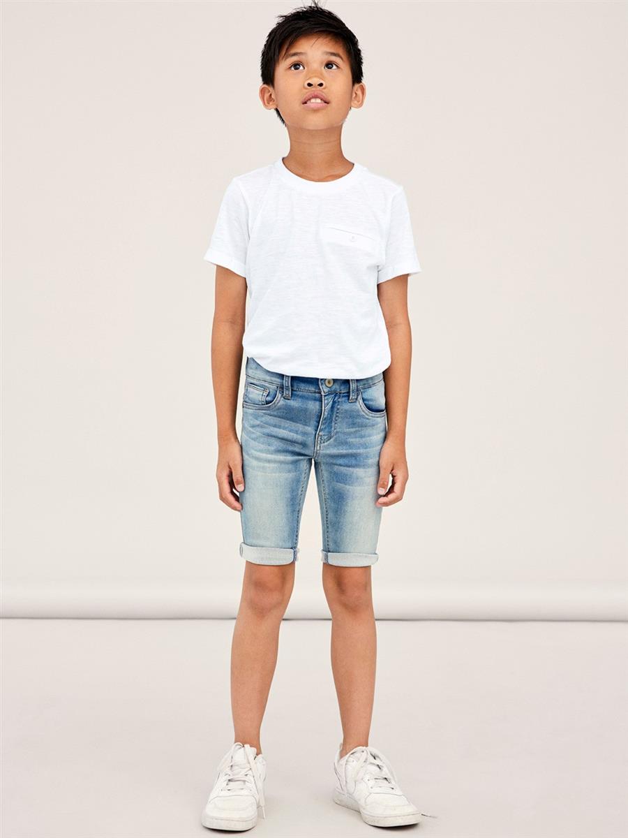 Name it Jungen Jeansshort Slim kurze Jeans Shorts Blau weich  NKMTHEO