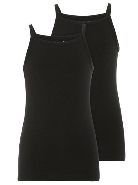 Mädchen Unterhemd Unterhemden Doppelpack 2er Pack Schwarz Wäsche
