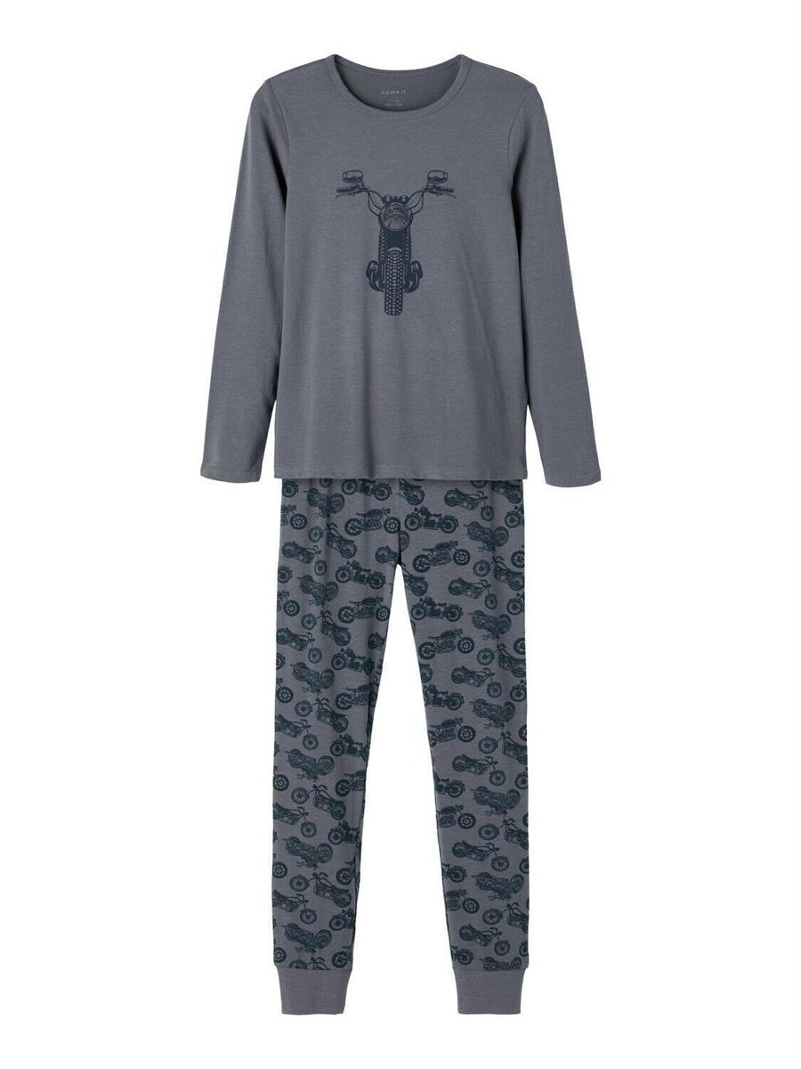 Name it Kinder Schlafanzug Blau Grau Grün hochwertig NKMNIGHTSET
