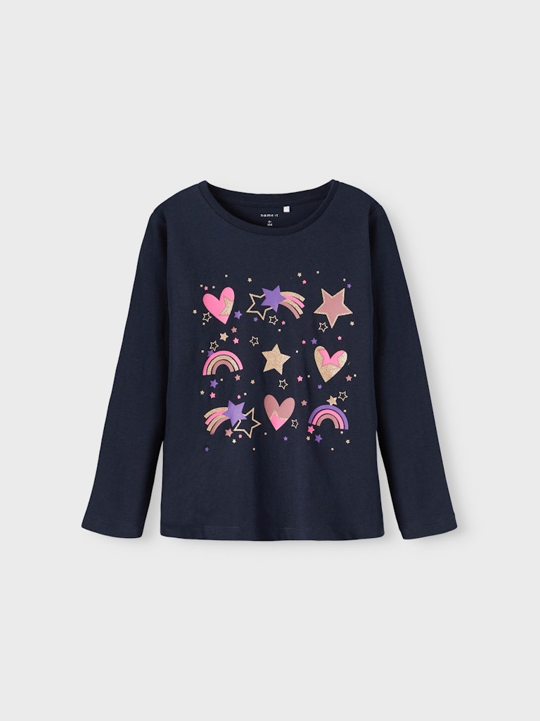 Mädchen Langarmshirt Einhorn Blau Weiß Glitzer Geschenkidee neu top