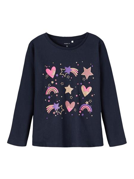 Mädchen Langarmshirt Einhorn Blau Weiß Glitzer Geschenkidee neu top