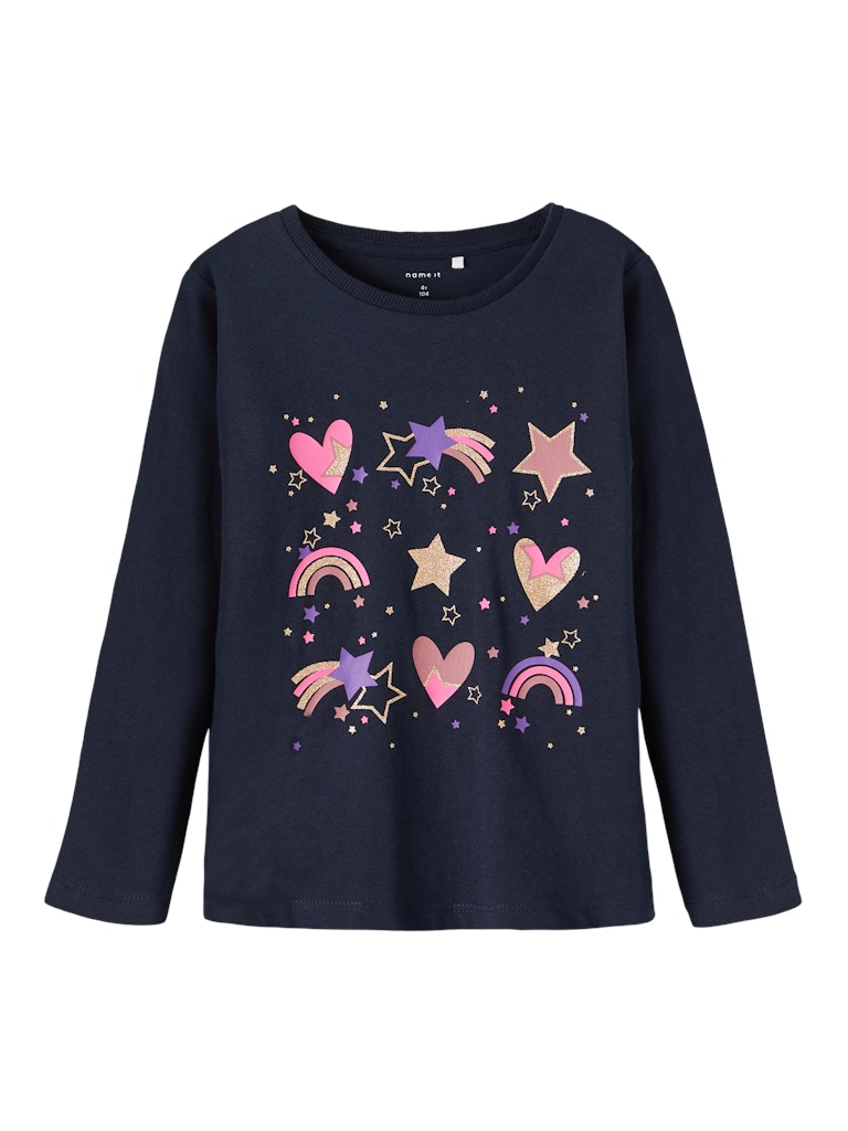 Mädchen Langarmshirt Einhorn Blau Weiß Glitzer Geschenkidee neu top