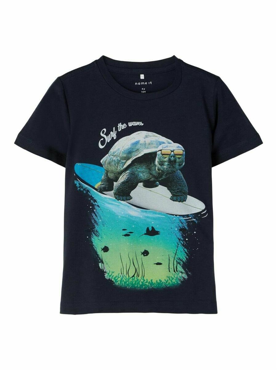 Jungen T-Shirt Haifisch Schildkröte Organic Cotton Blau Weiß Geschenk