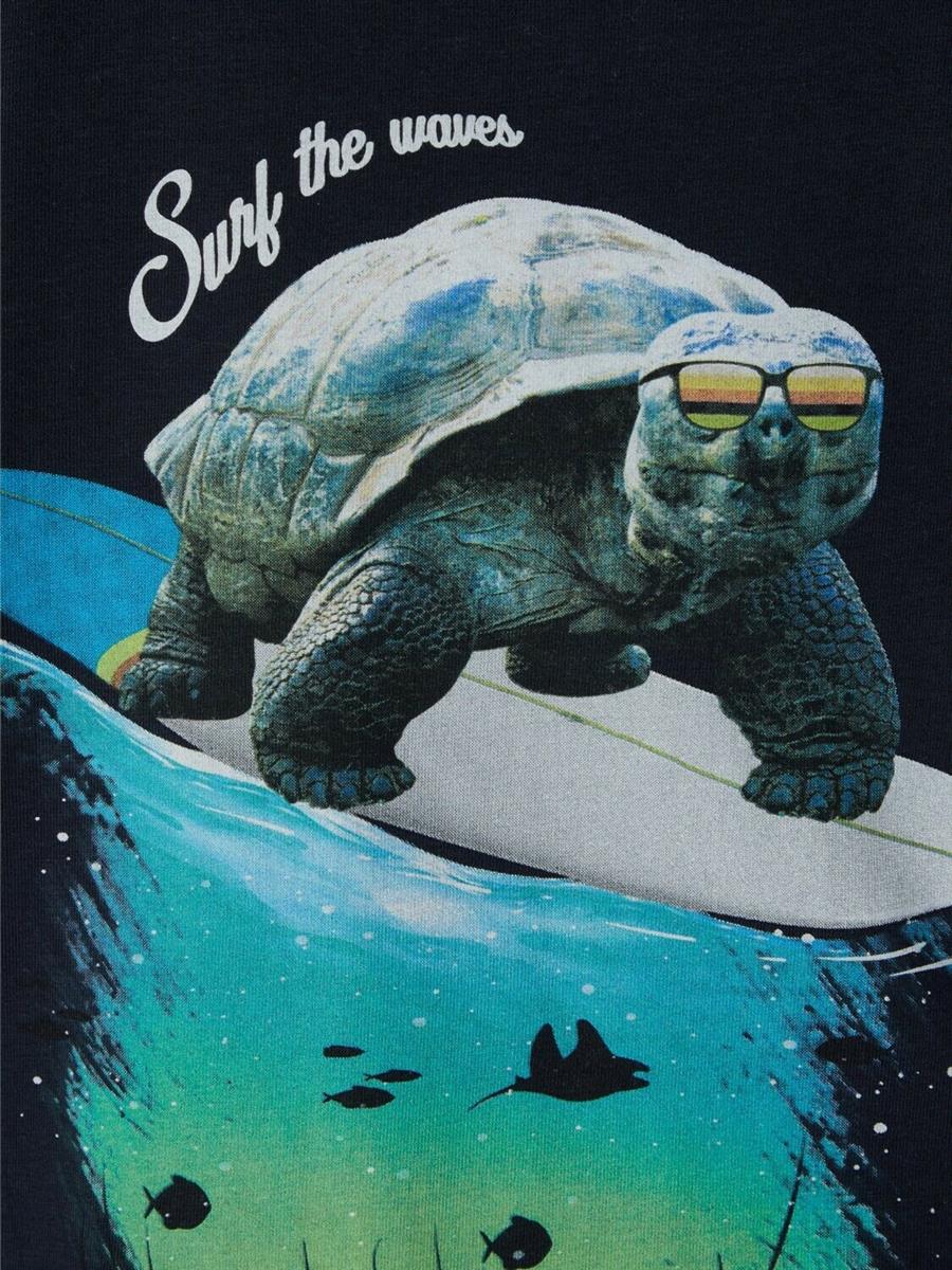 Jungen T-Shirt Haifisch Schildkröte Organic Cotton Blau Weiß Geschenk