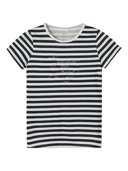 Name it Mädchen T-Shirt Streifen edel Marine organische Baumwolle top