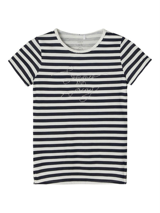 Name it Mädchen T-Shirt Streifen edel Marine organische Baumwolle top