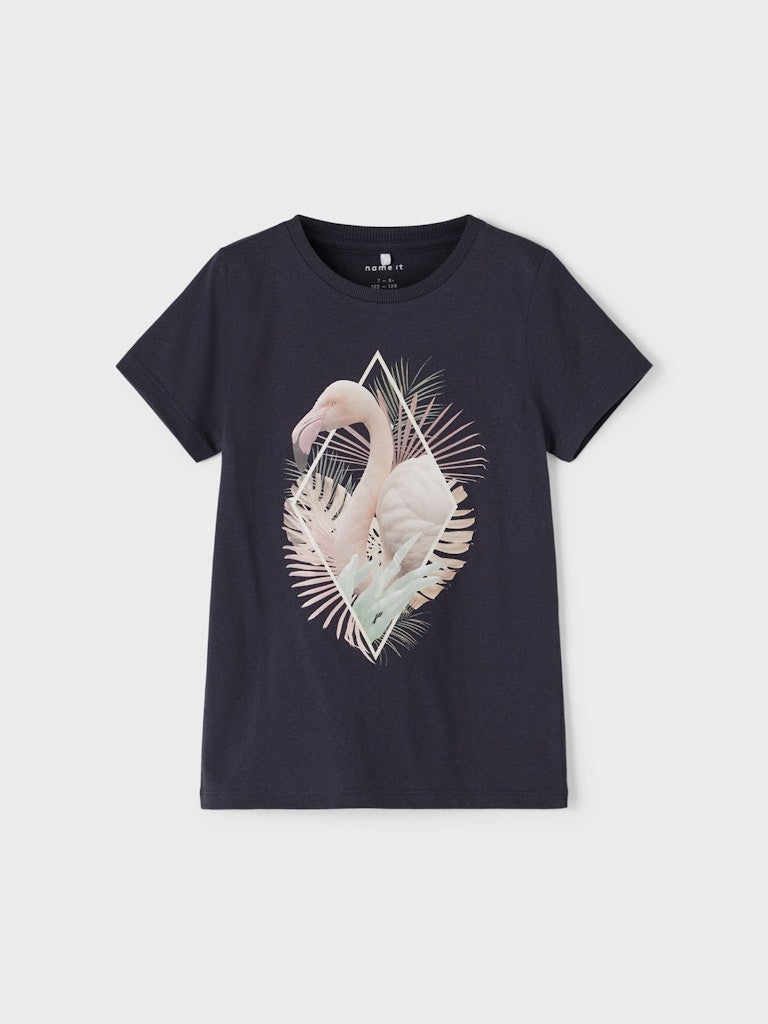 Mädchen T-Shirt Dunkelblau Rose Wollweiß edel Geschenkidee schlank