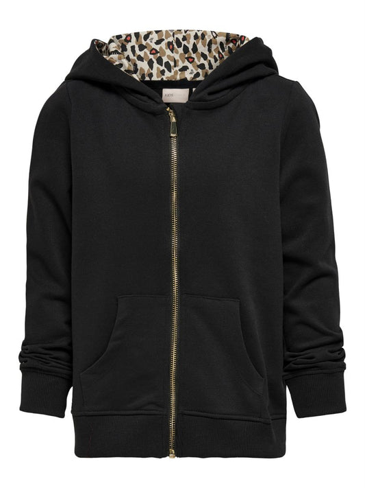 Only Mädchen Sweatjacke Hoodie Schwarz Leomuster Schulanfang Geschenkidee