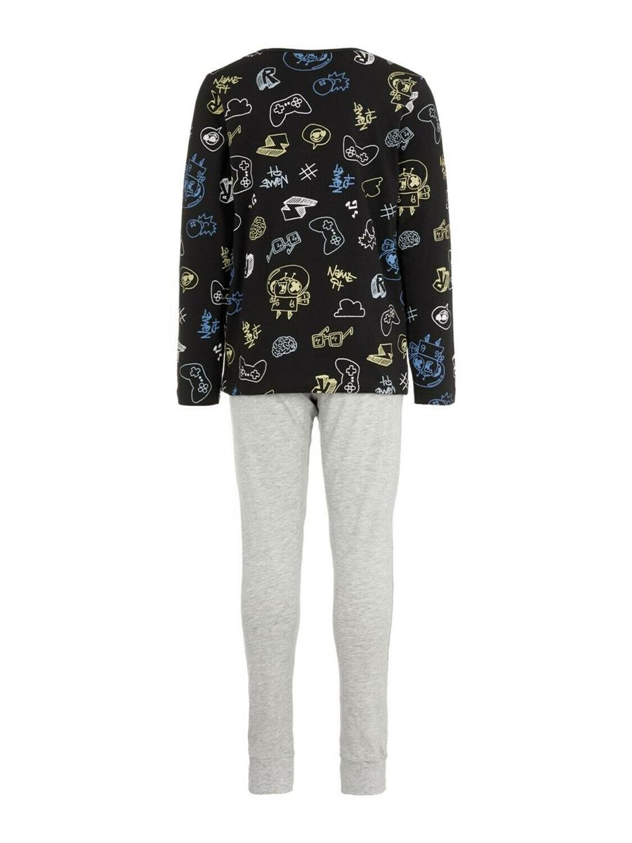 Name it Jungen Schlafanzug Pyjama NKMNIGHTSET Schwarz Grau