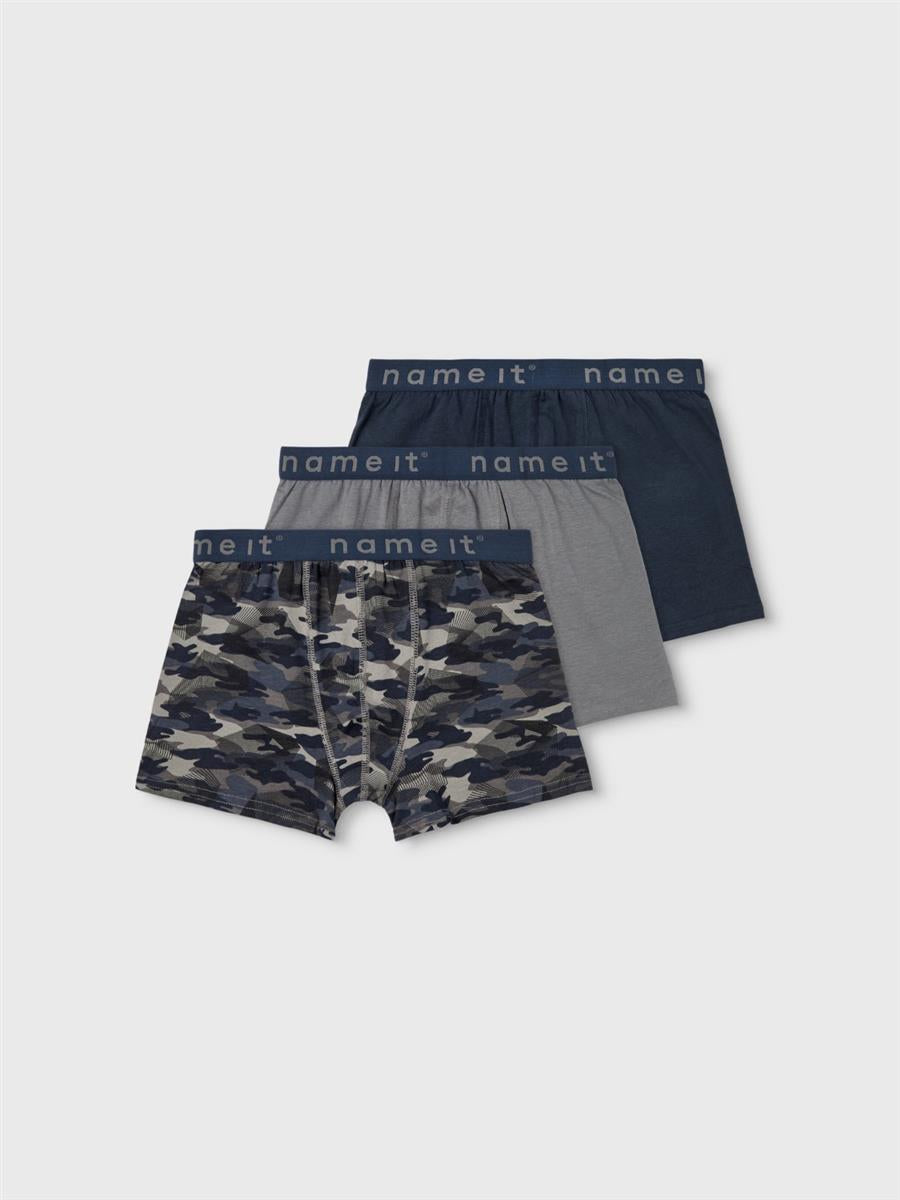 Jungen Boxershort 3er Pack Sparpack Urlaubspack Blau Grau Camoflage