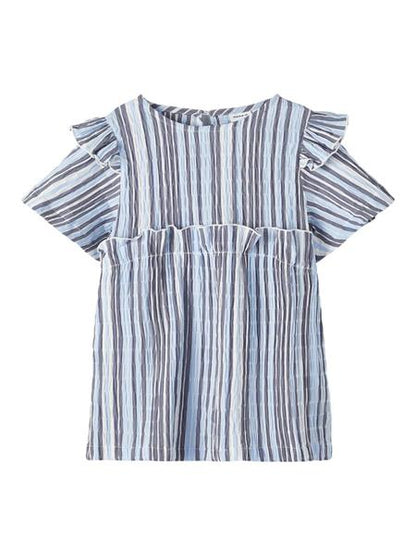 Mädchen Bluse Tunika Blau Streifen  Geschenkidee festlich