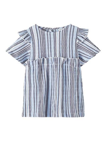 Mädchen Bluse Tunika Blau Streifen  Geschenkidee festlich