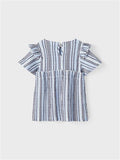 Mädchen Bluse Tunika Blau Streifen  Geschenkidee festlich