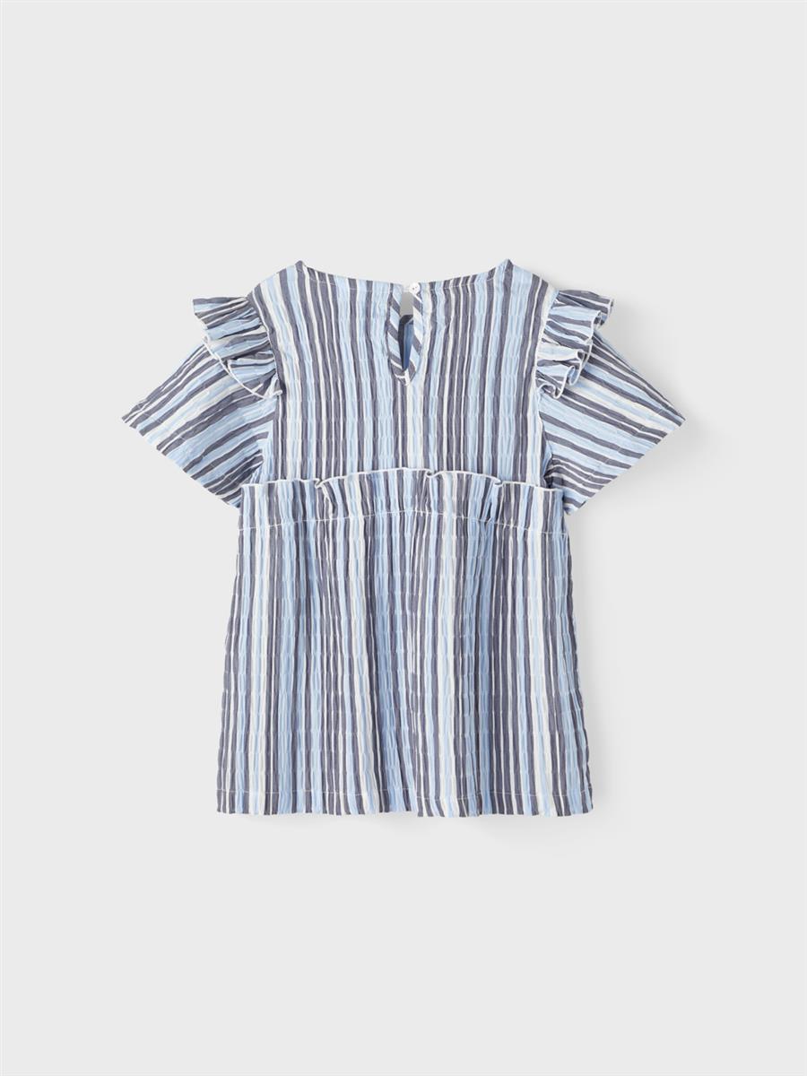 Mädchen Bluse Tunika Blau Streifen  Geschenkidee festlich