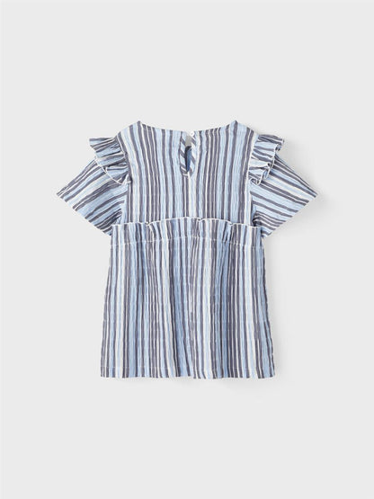 Mädchen Bluse Tunika Blau Streifen  Geschenkidee festlich