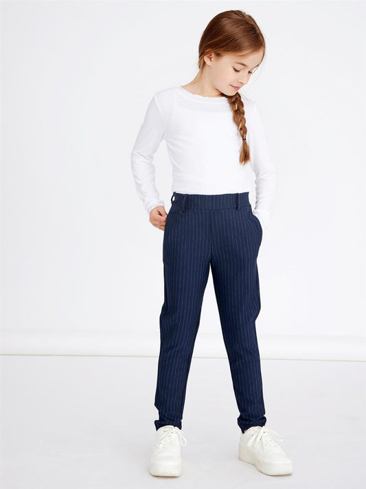 Mädchen Hose Nadelstreifen festlich Sweatpant edel  Dunkelblau top neu