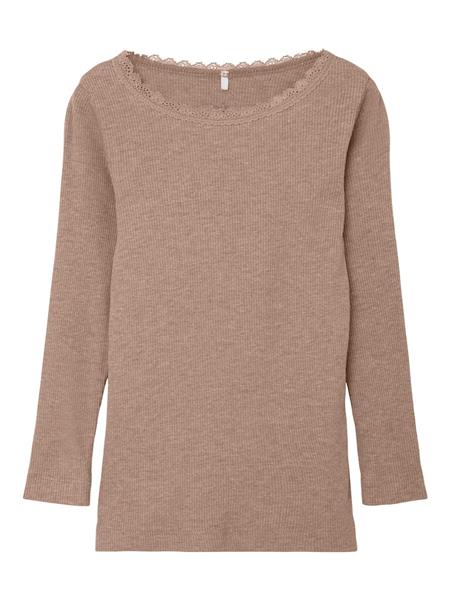Mädchen Langarmshirt Rippshirt hochwertig  Rose Braun edel