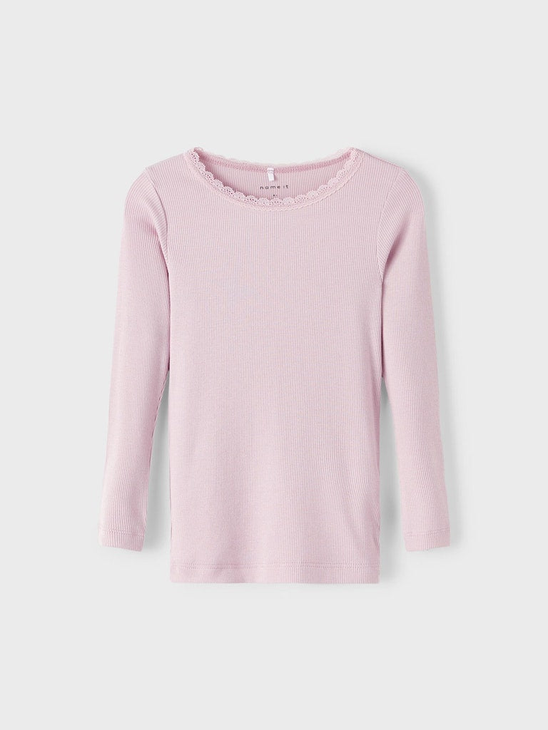 Mädchen Langarmshirt Rippshirt hochwertig  Rose Braun edel